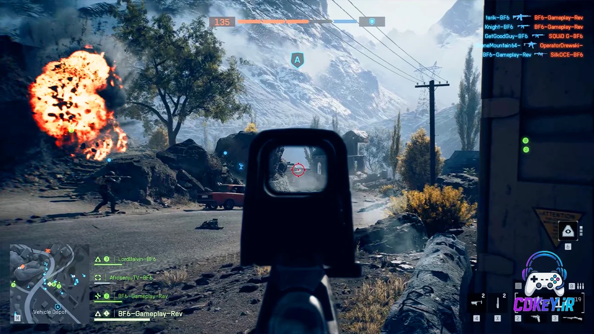 نمای گیمپلی چندنفره Battlefield 6 – تیراندازی و اکشن میدان نبرد