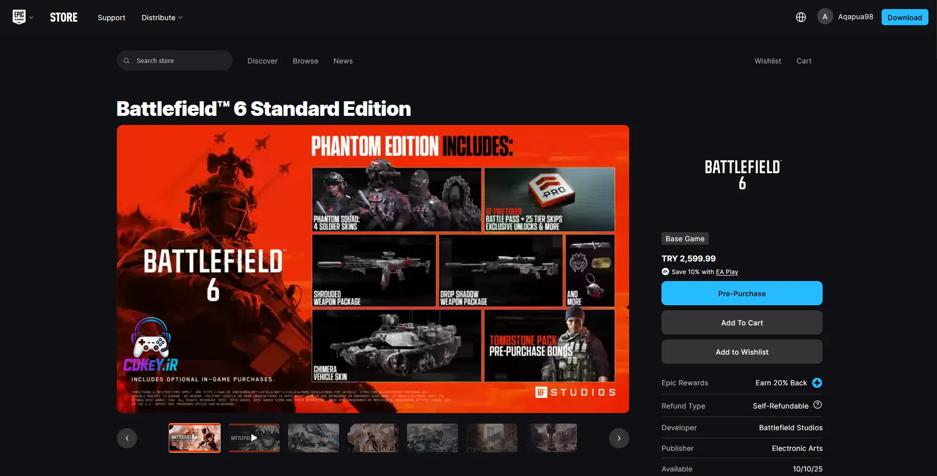 خرید بازی Battlefield 6 اپیک‌گیمز EpicGames